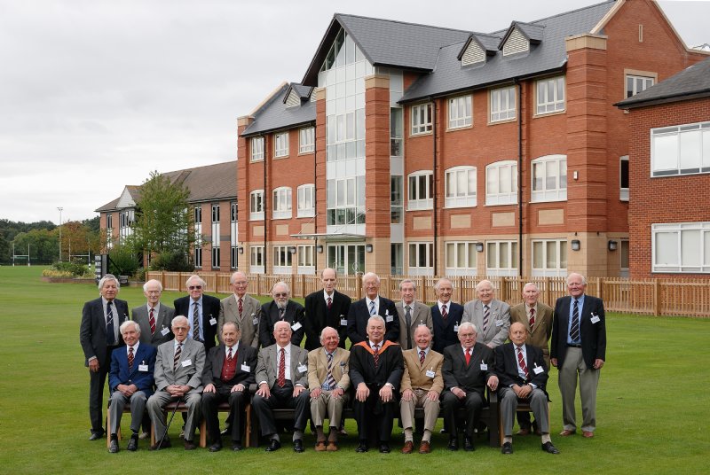 OWs from the 1930s and the Head Master in front of the new Thornton Building