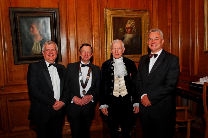 L-R Capt Doug Brown, OWA President Jonathan Meredith, Nigel Brown OBE and Head Master Edward Halse